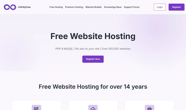 InfinityFree free hosting: 5GB storage, MySQL and a one-click WordPress installer