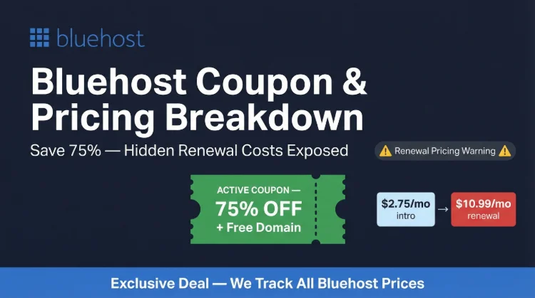 Bluehost Coupon Code 2026 — THATMYBLUE for 65% Off + Free Domain